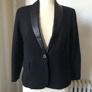 BB Dakota black blazer with faux leather lapel